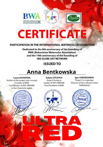 Certyfikat wystawy akwareli Ultra Red